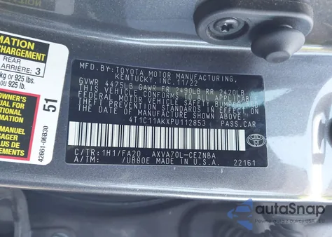 2023 Toyota Camry Le from USA, damaged, VIN 4T1C11AKXPU112853